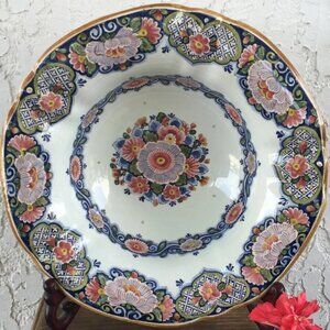HUGE! Delfts Polychroom Plooischotel Imari Delft Polychrome Charger Wall Plaque